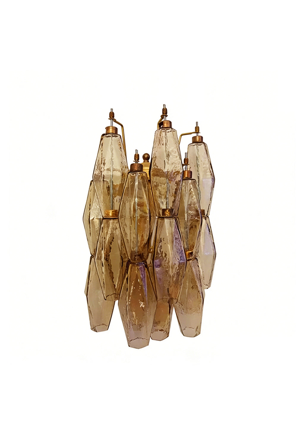 Amber polyhedral glass wall sconce with tiered design | Metal, Glass | Front view isolated on white background | vexa lamps