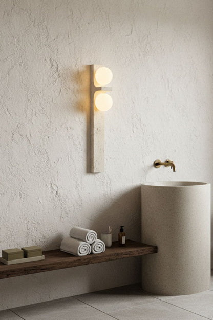 Asymmetrical Travertine Wall Sconce - view 17 | morylighting