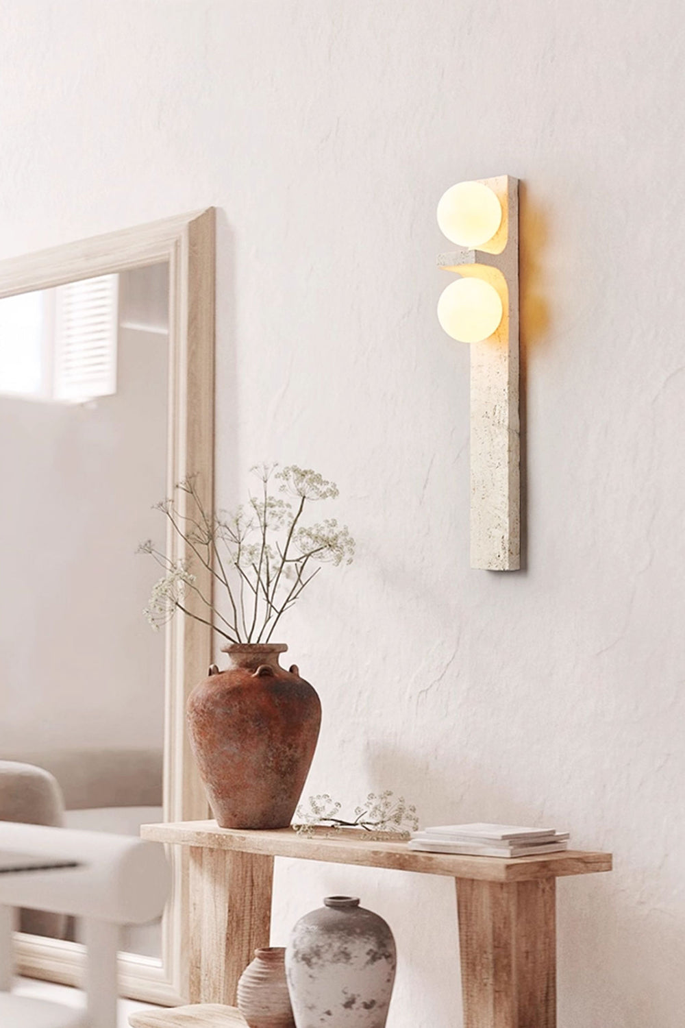 Asymmetrical Travertine Wall Sconce - view 20 | morylighting
