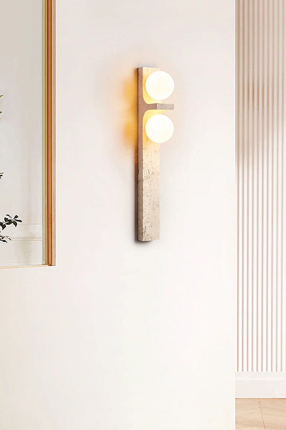 Asymmetrical Travertine Wall Sconce - view 24 | morylighting