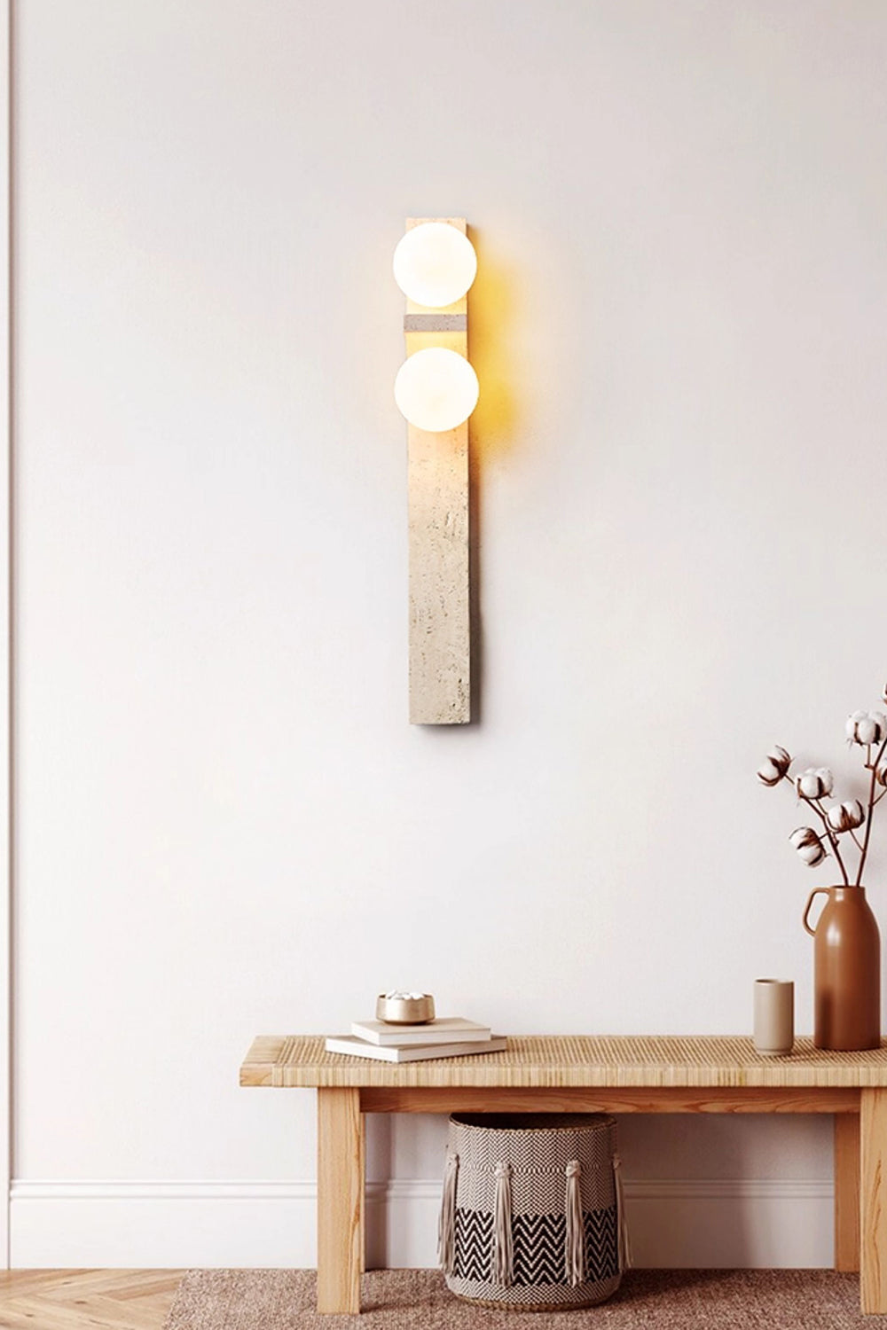 Asymmetrical Travertine Wall Sconce - view 16 | morylighting