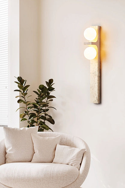 Asymmetrical Travertine Wall Sconce - view 3 | morylighting