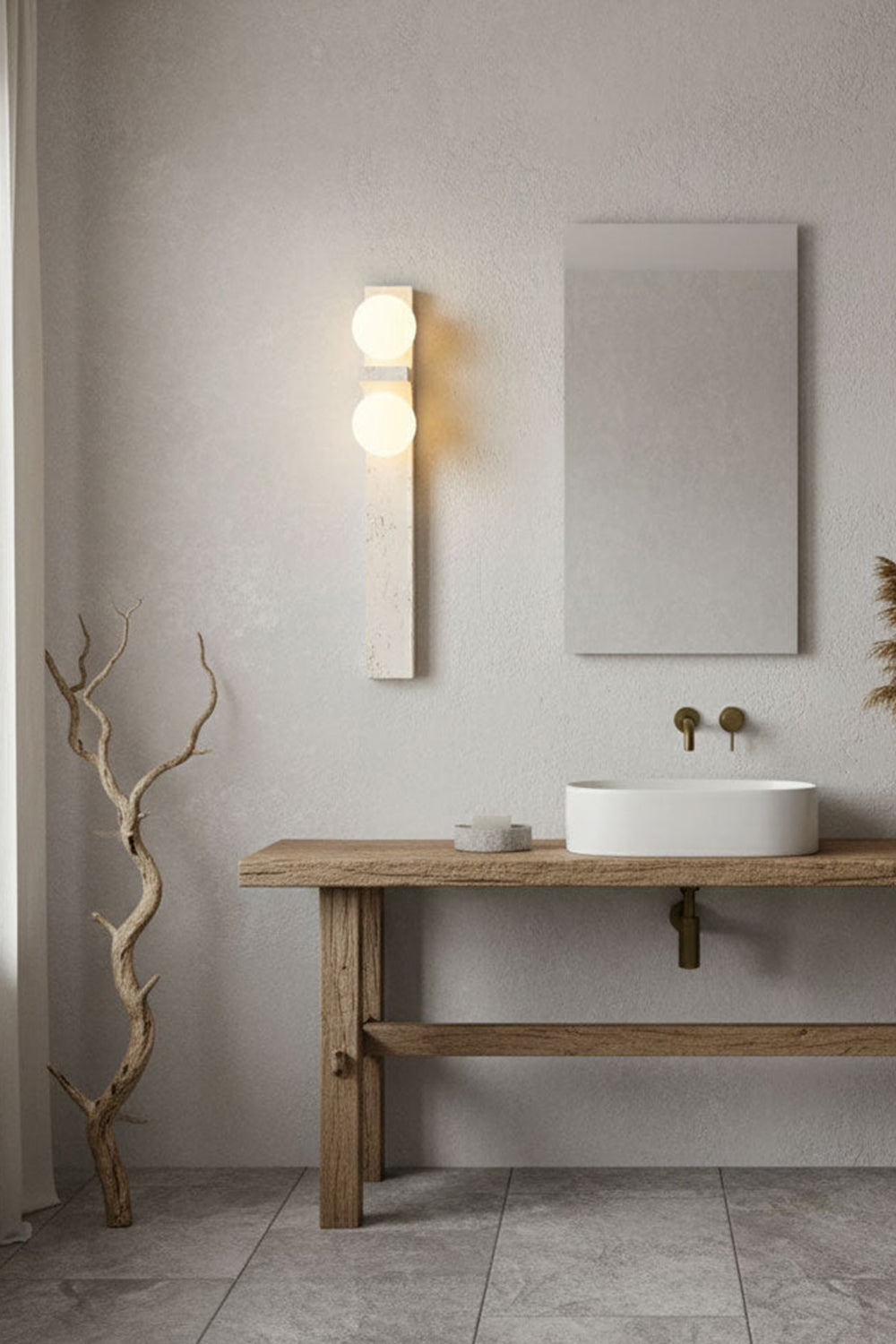 Asymmetrical Travertine Wall Sconce - view 22 | morylighting
