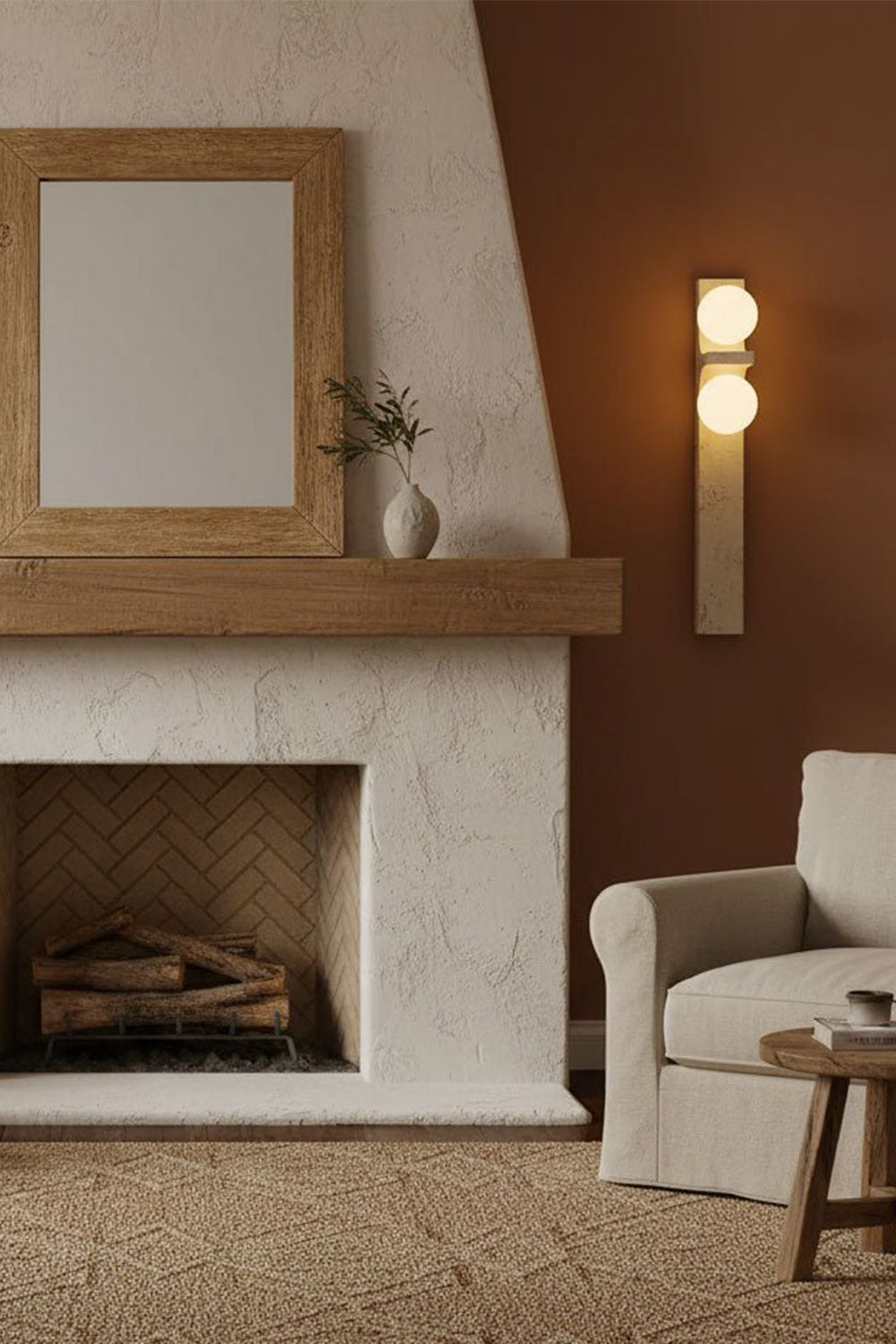 Asymmetrical Travertine Wall Sconce - view 8 | morylighting