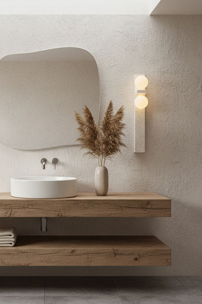 Asymmetrical Travertine Wall Sconce - view 21 | morylighting