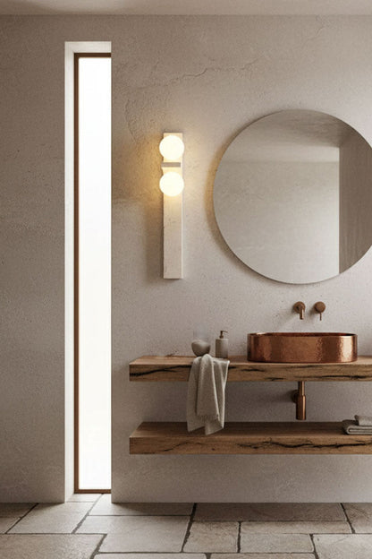 Asymmetrical Travertine Wall Sconce - view 7 | morylighting