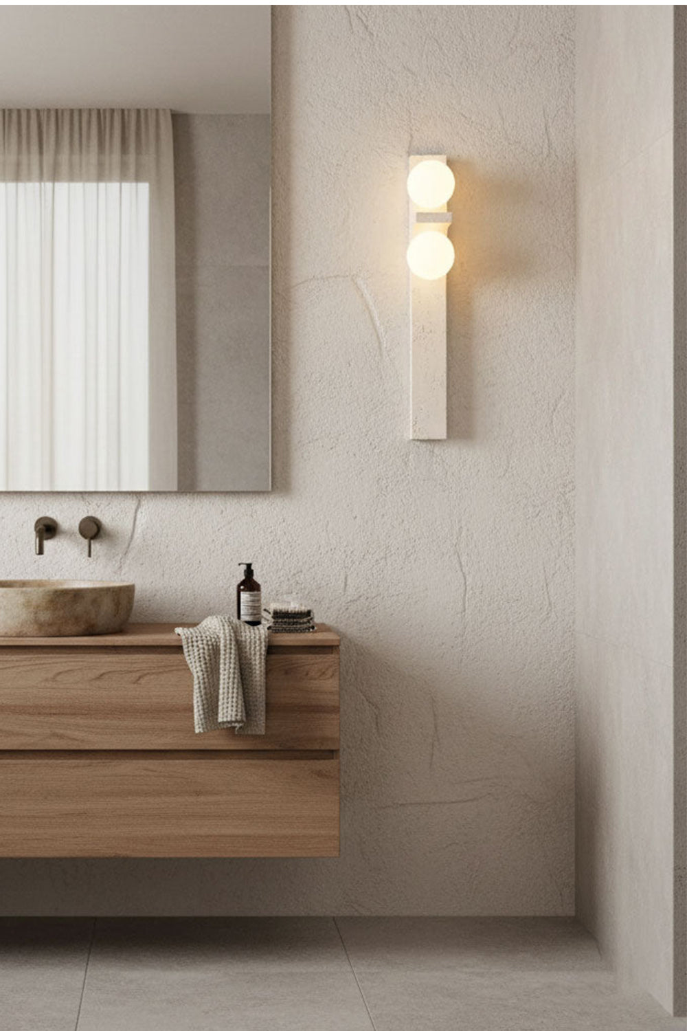 Asymmetrical Travertine Wall Sconce - view 13 | morylighting