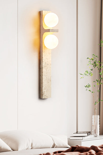 Asymmetrical Travertine Wall Sconce - view 2 | morylighting