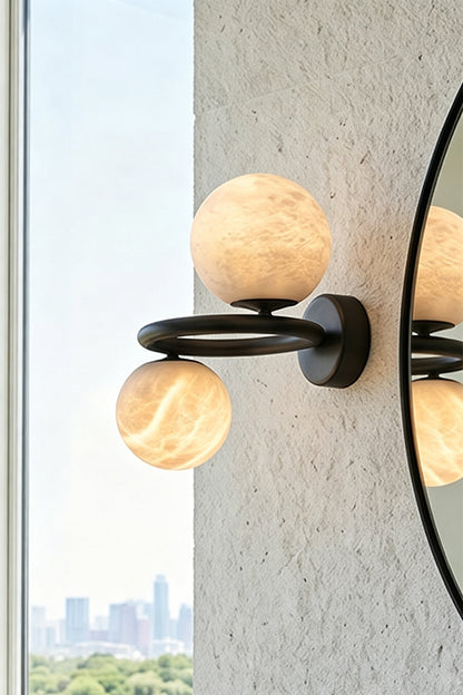 Aura Two-Globe Alabaster Wall Sconce - view 2 | morylighting