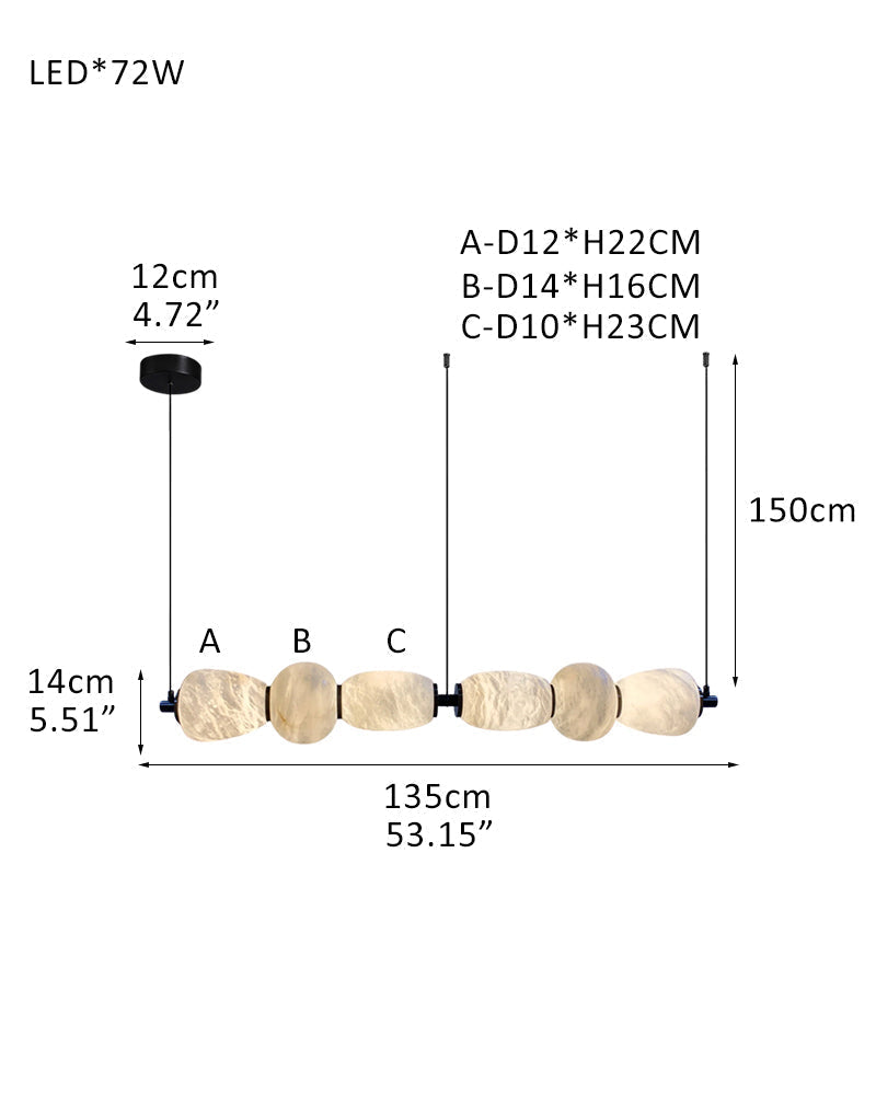 Modern Linear White Alabaster Solid Ball Thread Synthetic Shade Hanging Light for Dining