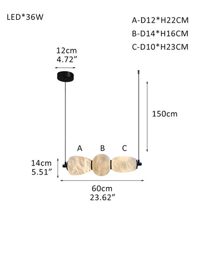 Modern Linear White Alabaster Solid Ball Thread Synthetic Shade Hanging Light for Dining