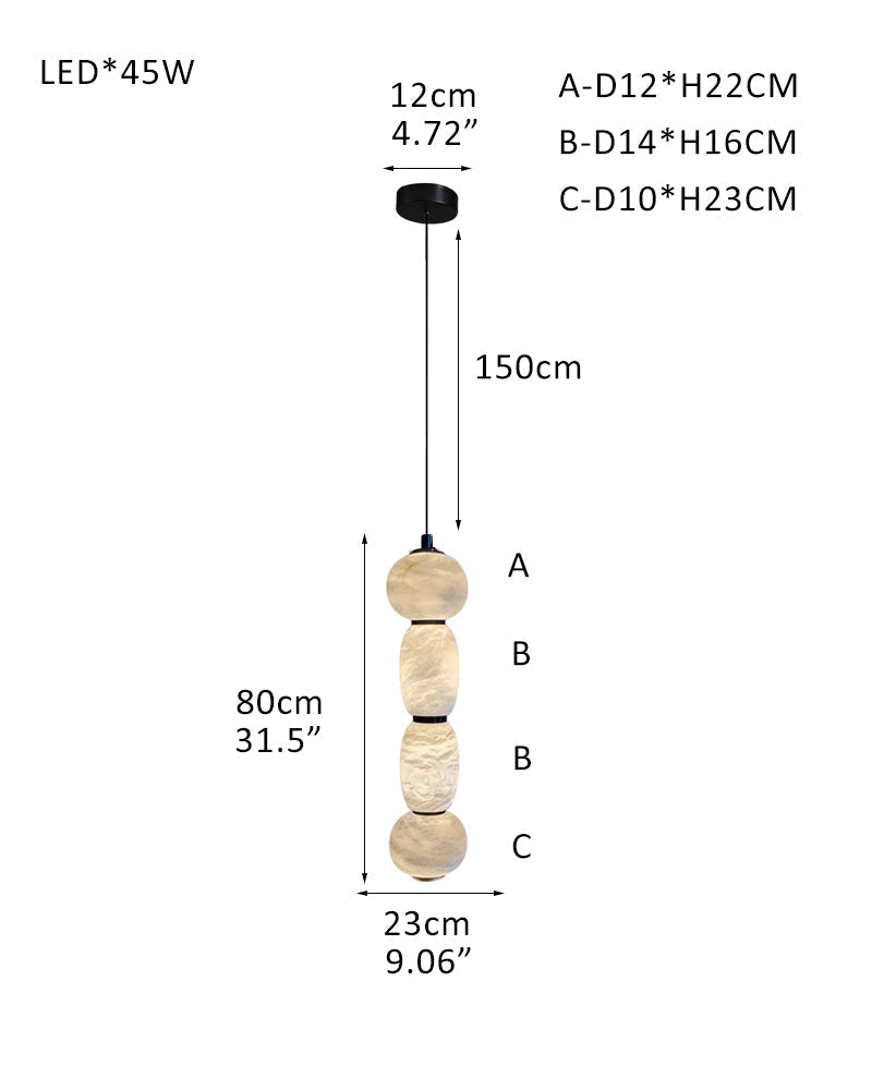 Modern Linear White Alabaster Solid Ball Thread Synthetic Shade Hanging Light for Dining