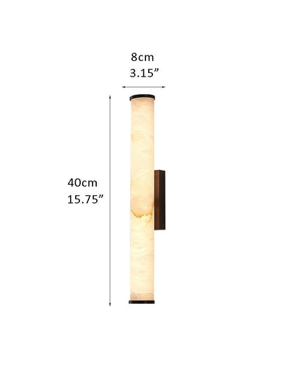LED Copper Cylindrical Natural Marble Alabaster Wall Sconce Lamp