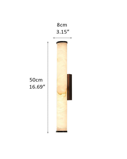 LED Copper Cylindrical Natural Marble Alabaster Wall Sconce Lamp