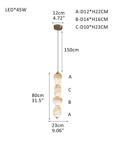 Modern Linear White Alabaster Solid Ball Thread Synthetic Shade Hanging Light for Dining