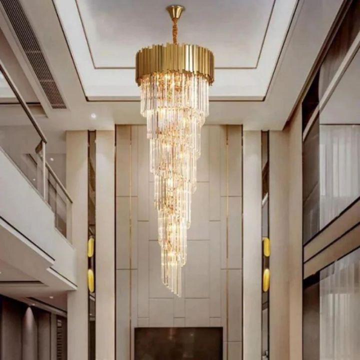 Bahay 2-Story Crystal Round Chandelier - morylighting