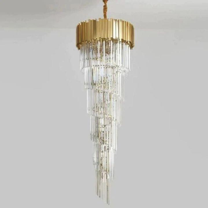 Bahay 2-Story Crystal Round Chandelier - morylighting