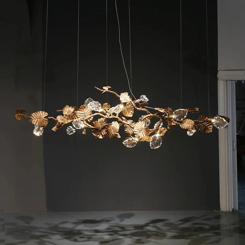Btria Branch Copper Leaf Linear Chandelier