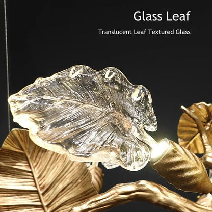Btria Branch Copper Leaf Linear Chandelier
