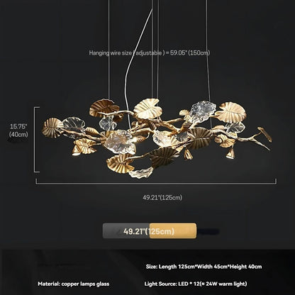 Btria Branch Copper Leaf Linear Chandelier