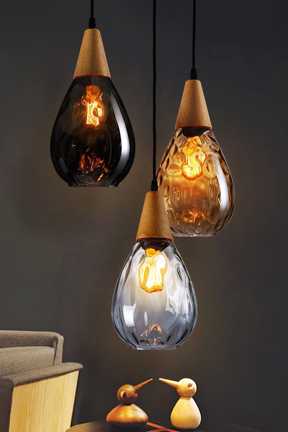 Besnier Rippled Glass Pendant Light - view 5 | morylighting