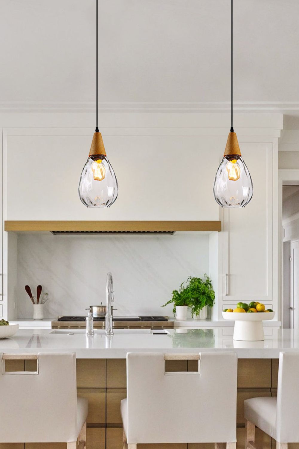 Besnier Rippled Glass Pendant Light - view 8 | morylighting
