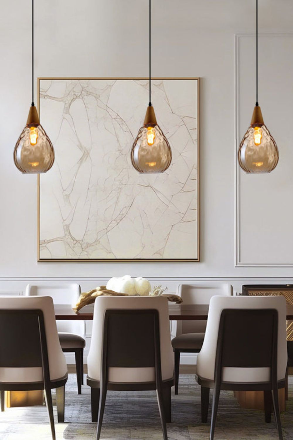 Besnier Rippled Glass Pendant Light - view 2 | morylighting