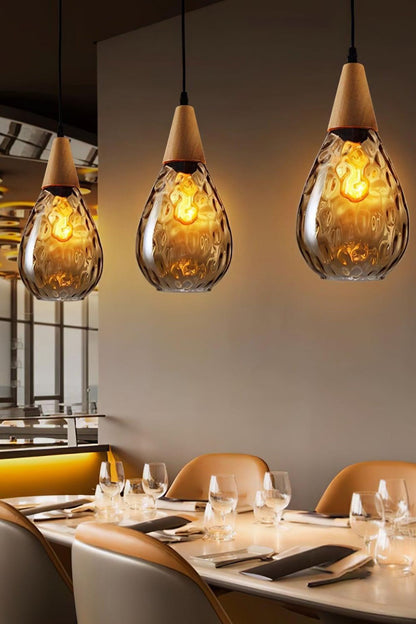 Besnier Rippled Glass Pendant Light - view 3 | morylighting