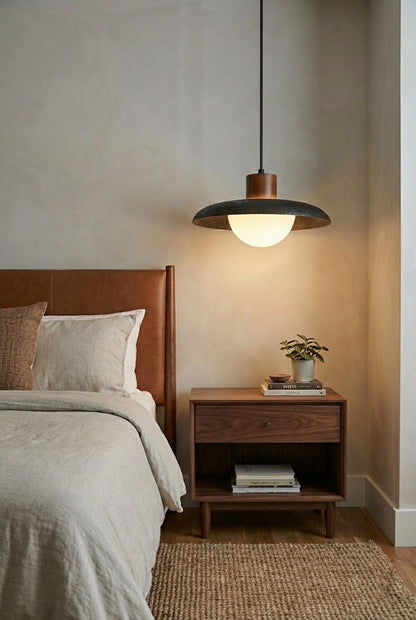 Black Travertine Dome Pendant Light - view 2 | morylighting