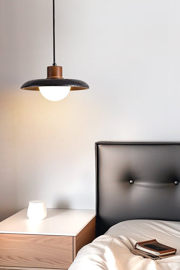 Black Travertine Dome Pendant Light - view 3 | morylighting