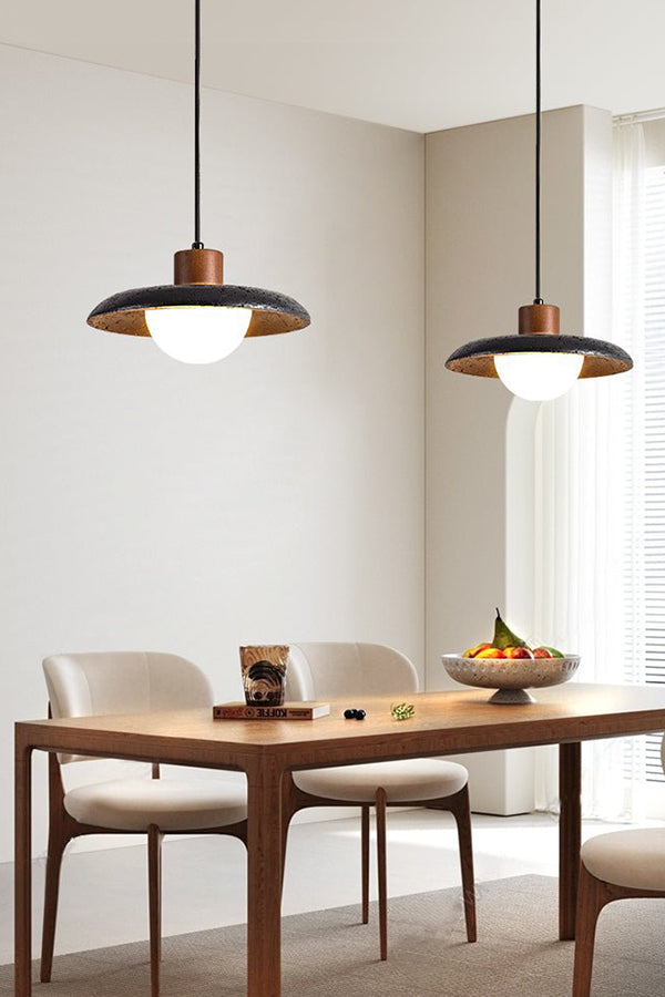 Black Travertine Dome Pendant Light - view 4 | morylighting