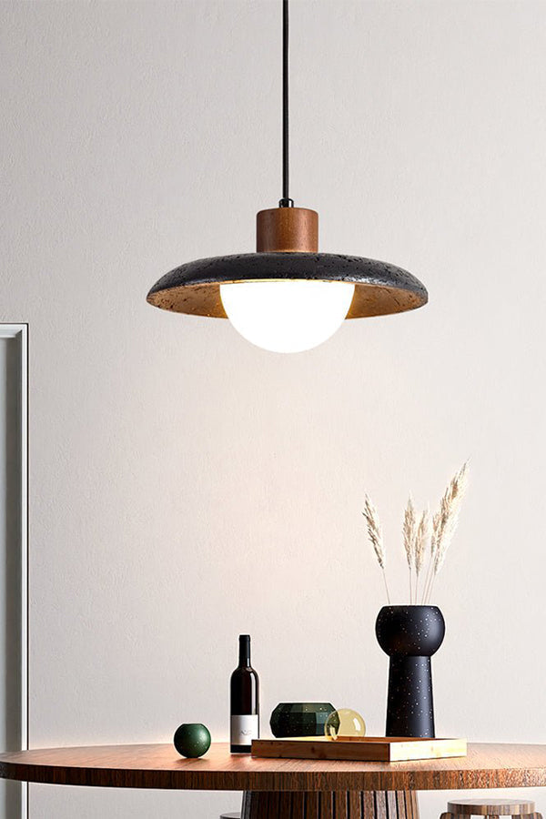 Black Travertine Dome Pendant Light - view 11 | morylighting