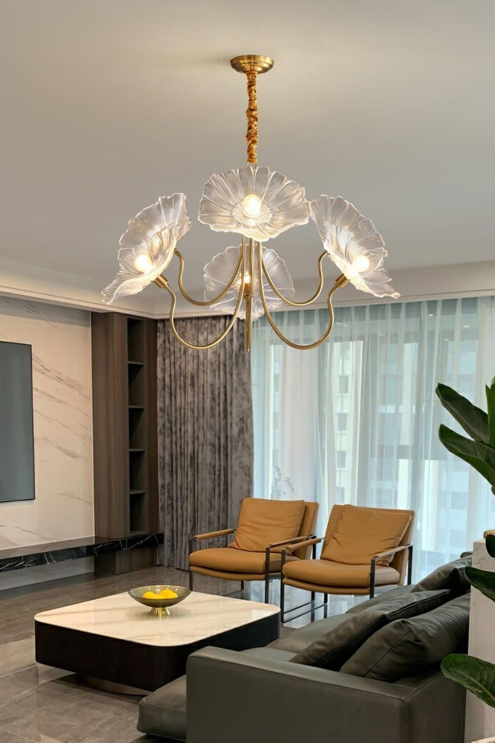 Blossom Petal Glass Chandelier - view 3 | morylighting