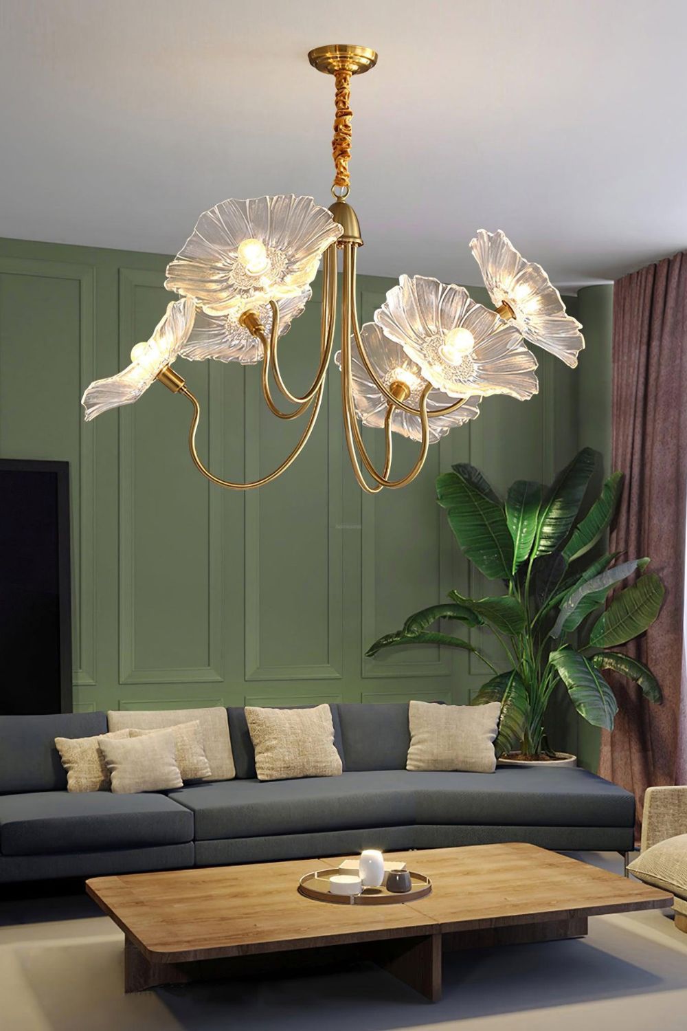 Blossom Petal Glass Chandelier - view 4 | morylighting