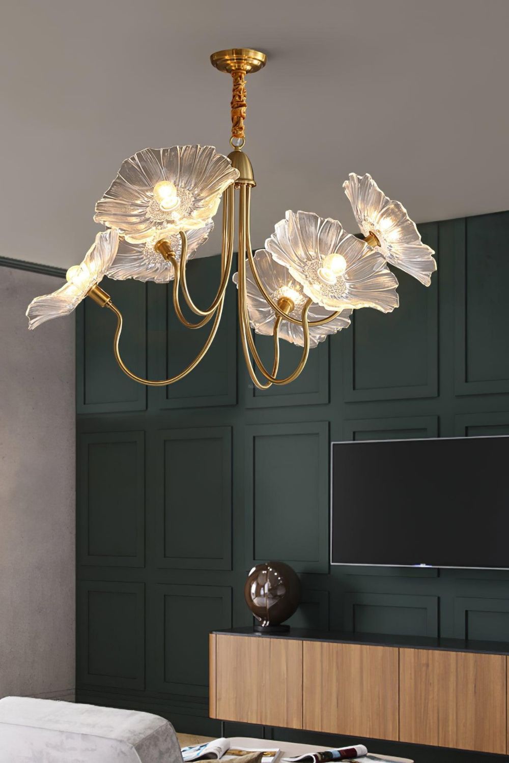 Blossom Petal Glass Chandelier - view 5 | morylighting