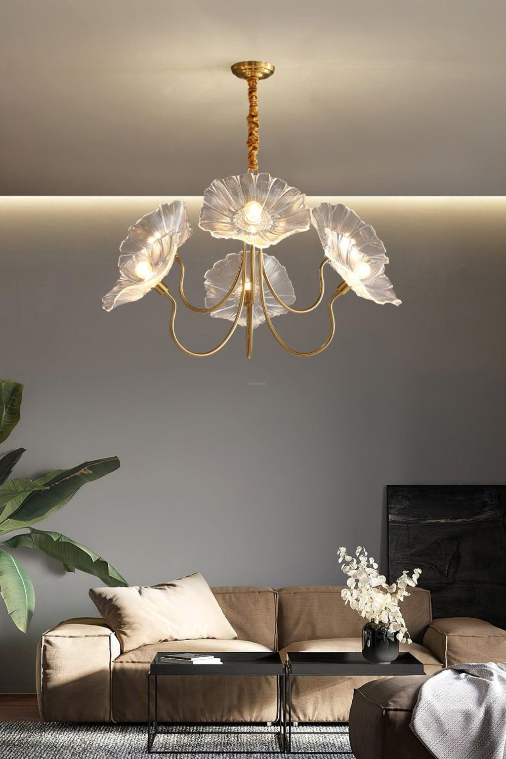 Blossom Petal Glass Chandelier - view 6 | morylighting