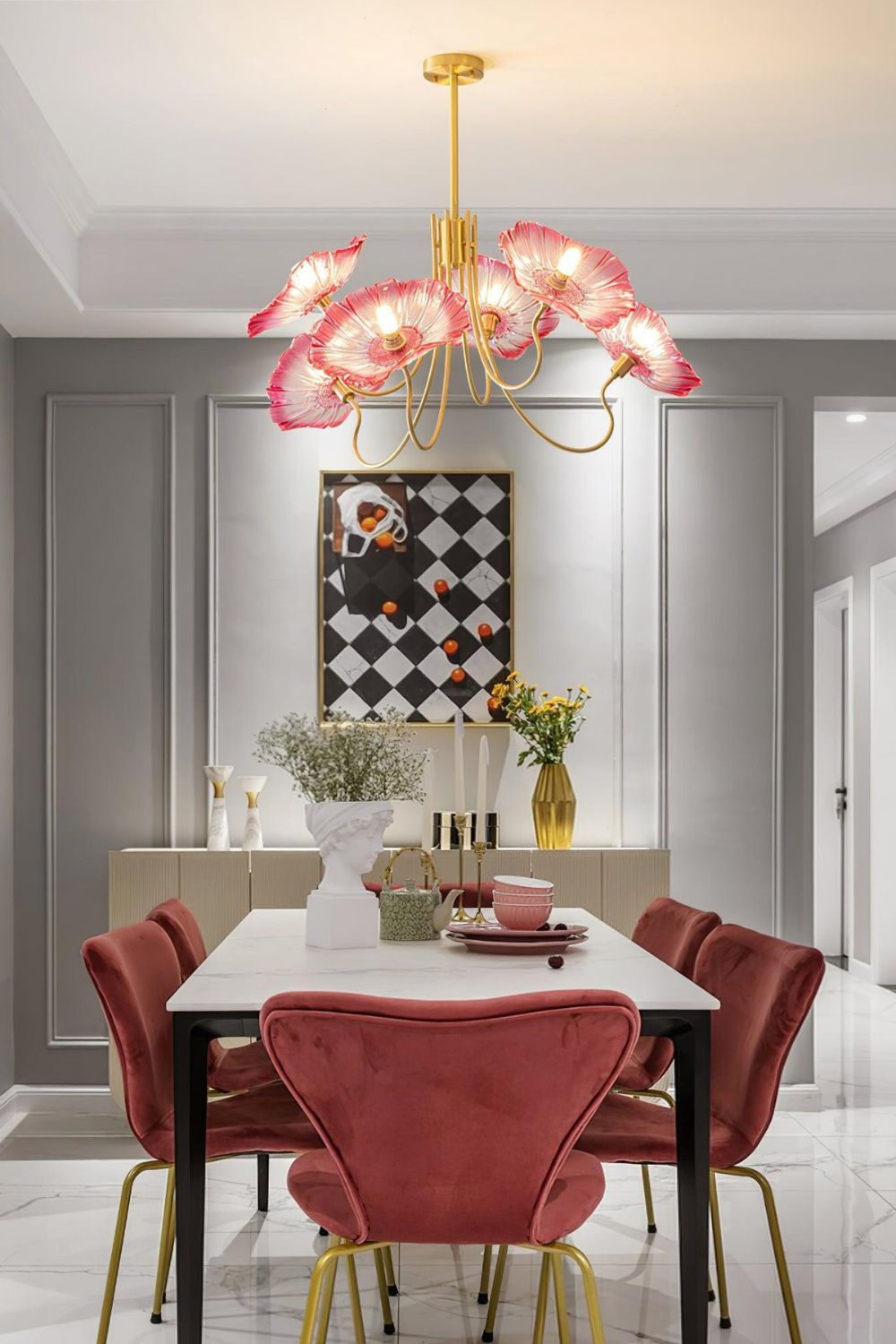 Blossom Petal Glass Chandelier - view 7 | morylighting