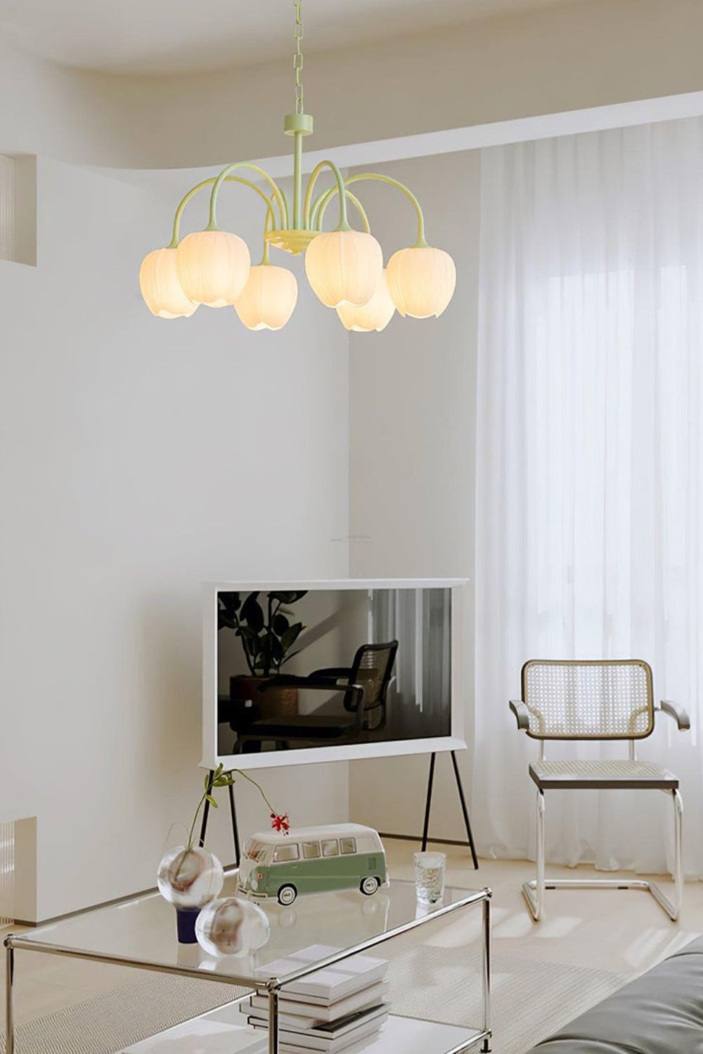 Blossom Tulip Matcha Chandelier - view 3 | morylighting