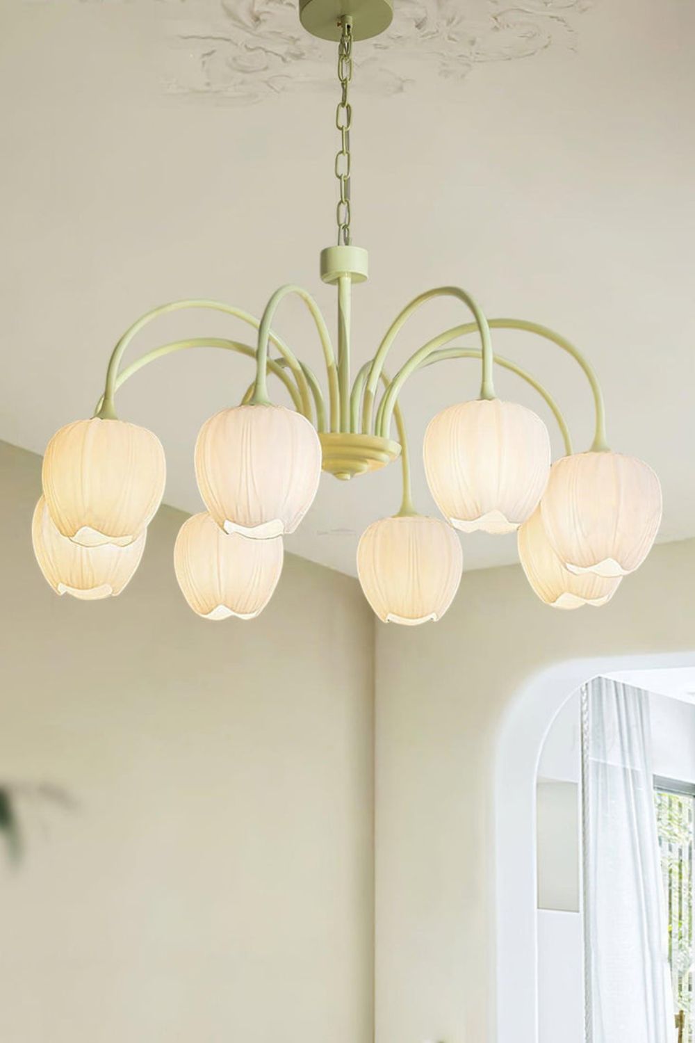 Blossom Tulip Matcha Chandelier - view 2 | morylighting