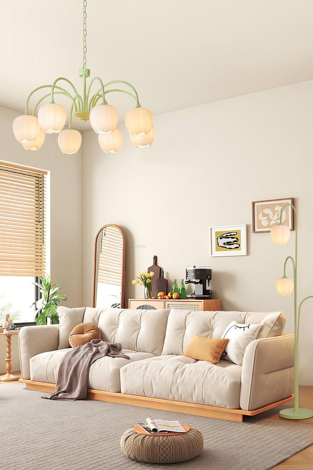 Blossom Tulip Matcha Chandelier - view 5 | morylighting