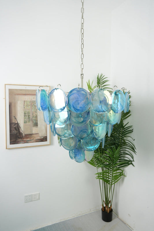 Blue Glass High Quality Art Iridescent Chandelier - view 2 | morylighting
