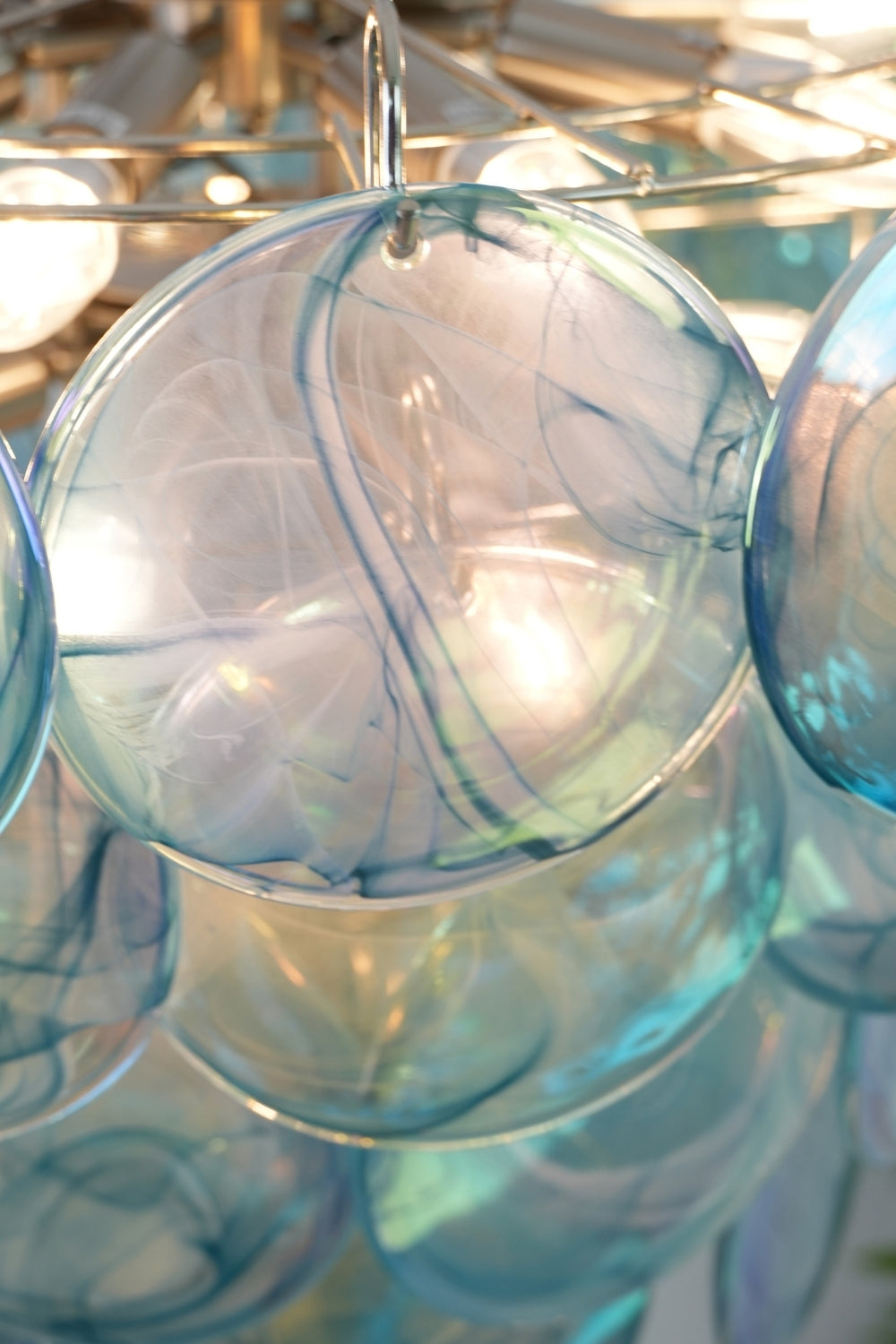 Blue Glass High Quality Art Iridescent Chandelier - view 10 | morylighting