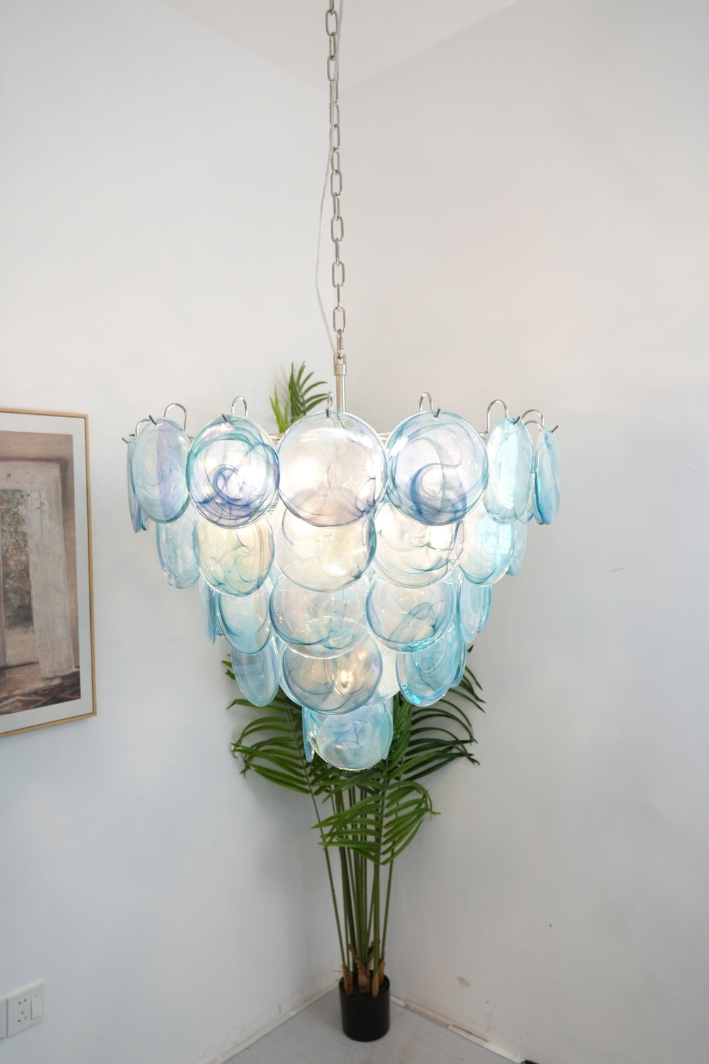 Blue Glass High Quality Art Iridescent Chandelier - view 4 | morylighting