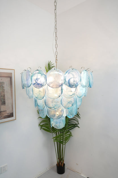 Blue Glass High Quality Art Iridescent Chandelier - view 4 | morylighting