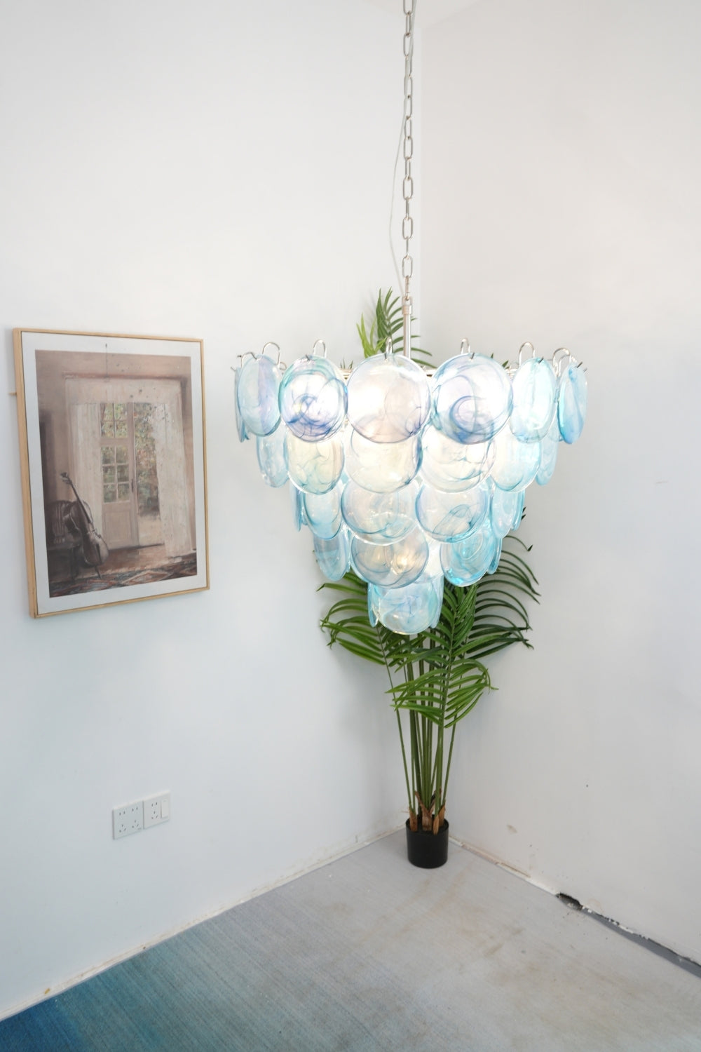 Blue Glass High Quality Art Iridescent Chandelier - view 6 | morylighting