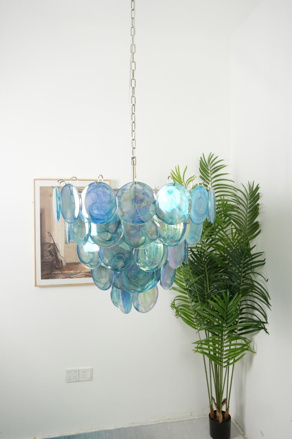 Blue Glass High Quality Art Iridescent Chandelier - view 3 | morylighting