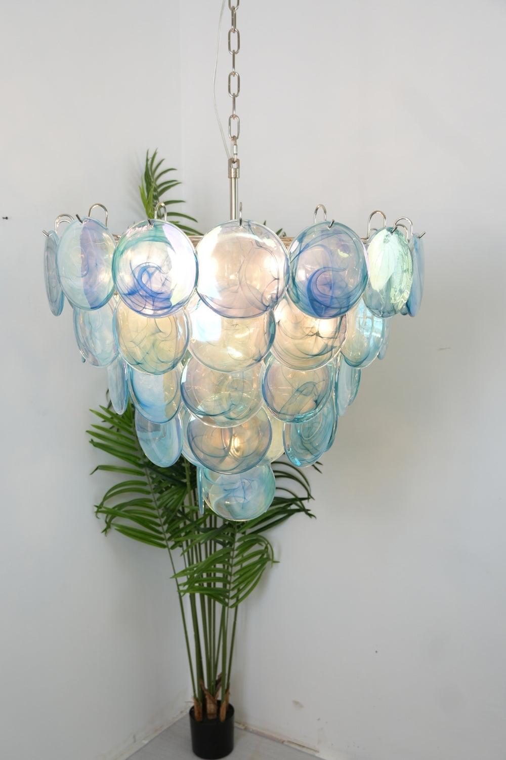 Blue Glass High Quality Art Iridescent Chandelier - view 5 | morylighting