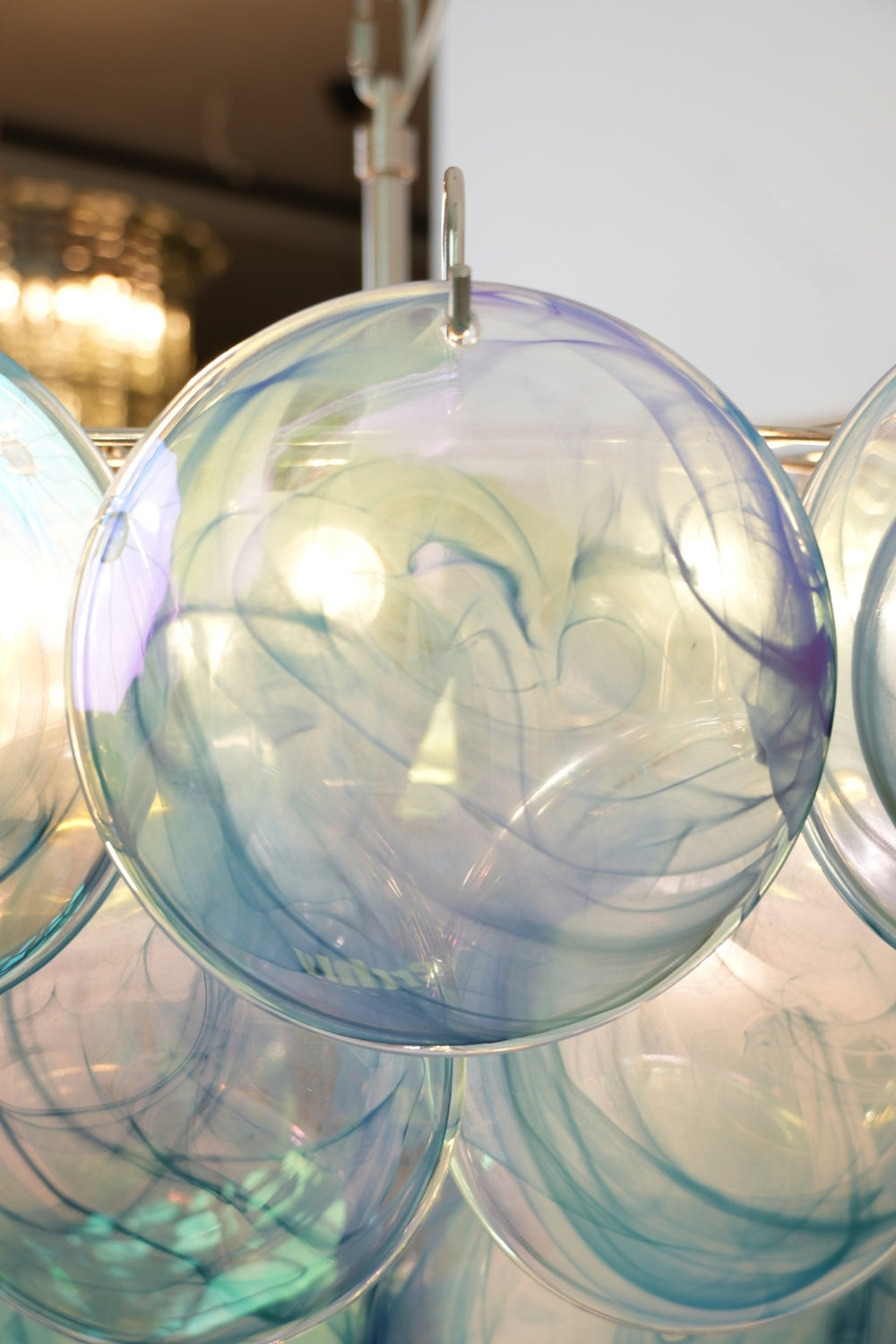 Blue Glass High Quality Art Iridescent Chandelier - view 13 | morylighting
