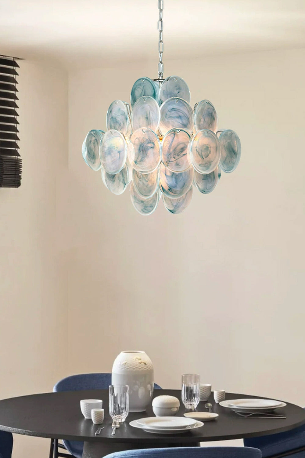 Blue Art Disk Chandelier - view 2 | morylighting