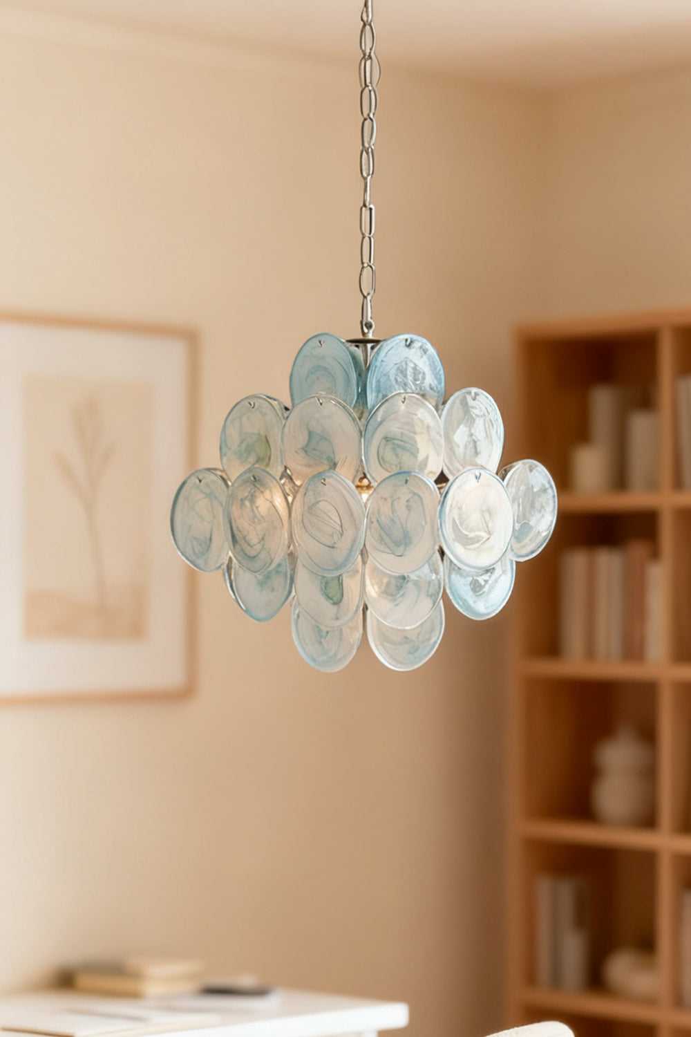 Blue Art Disk Chandelier - view 3 | morylighting